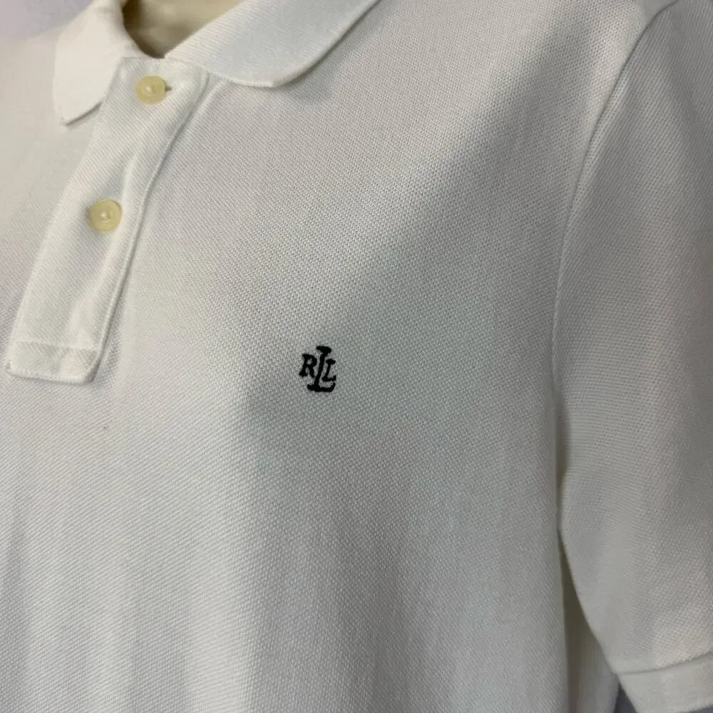 Lauren Ralph Lauren Women's L Polo Shirt Dress White Cotton Preppy Casual - Picture 5 of 8